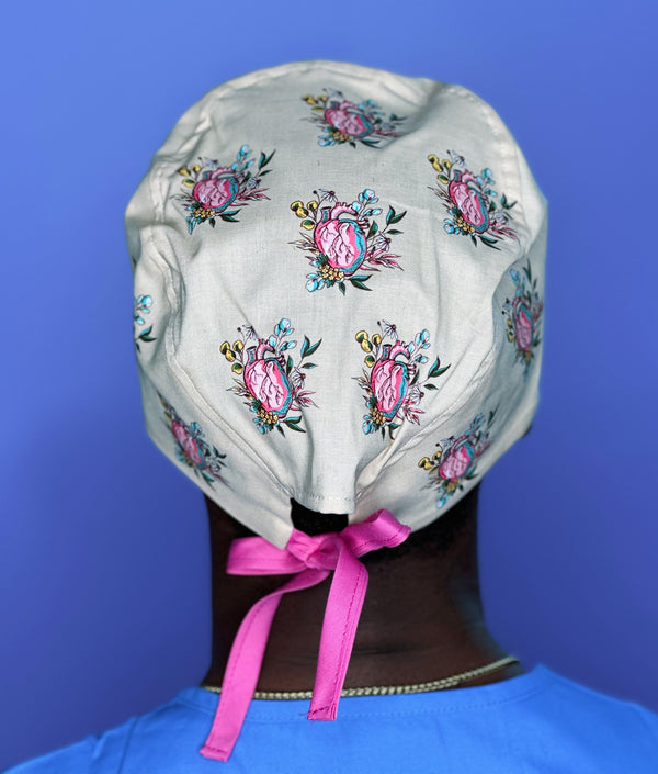 Floral Anatomical Hearts Custom Solid Color Unisex Scrub Cap