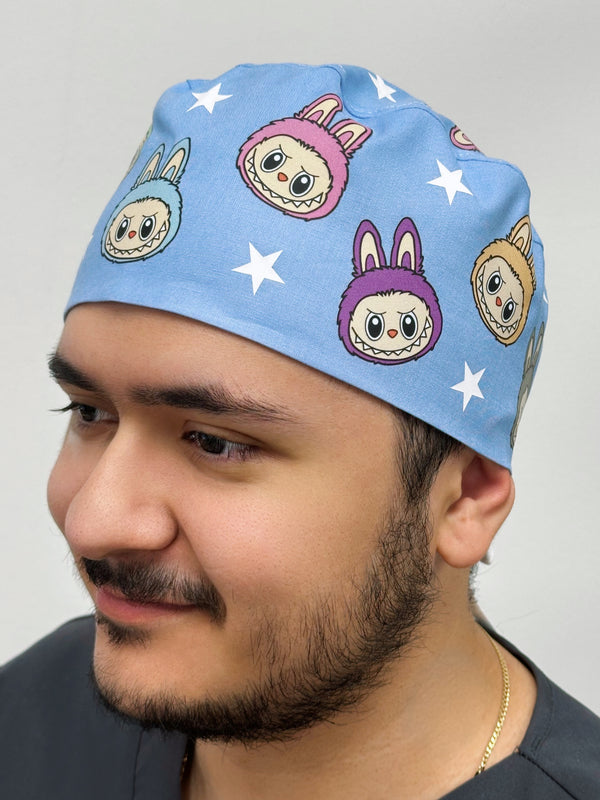 Popular Plush Toy Labubu Printed Custom Solid Color Unisex Scrub Cap
