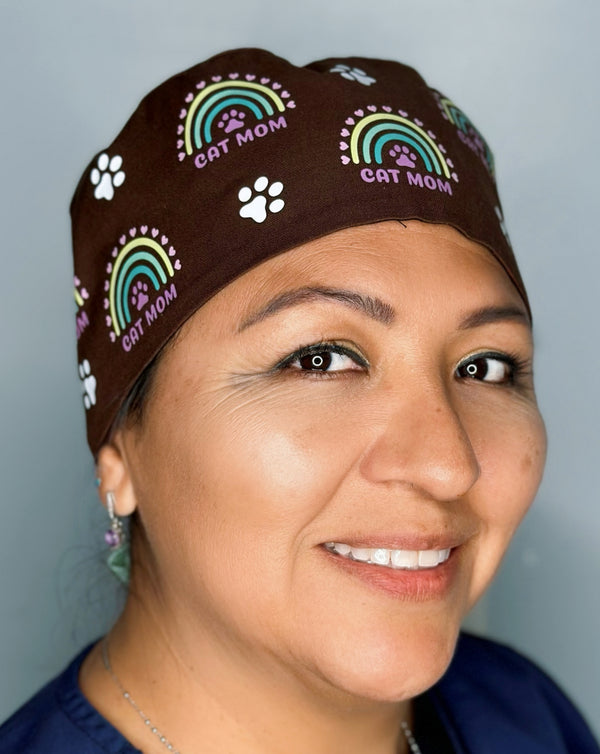 Cat Mom Custom Solid Color Unisex Scrub Cap