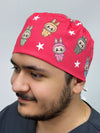 Popular Plush Toy Labubu Full Body Printed Custom Solid Color Unisex Scrub Cap