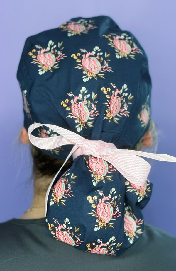 Floral Anatomical Heart Custom Solid Color Ponytail