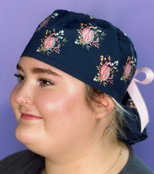 Floral Anatomical Heart Custom Solid Color Ponytail
