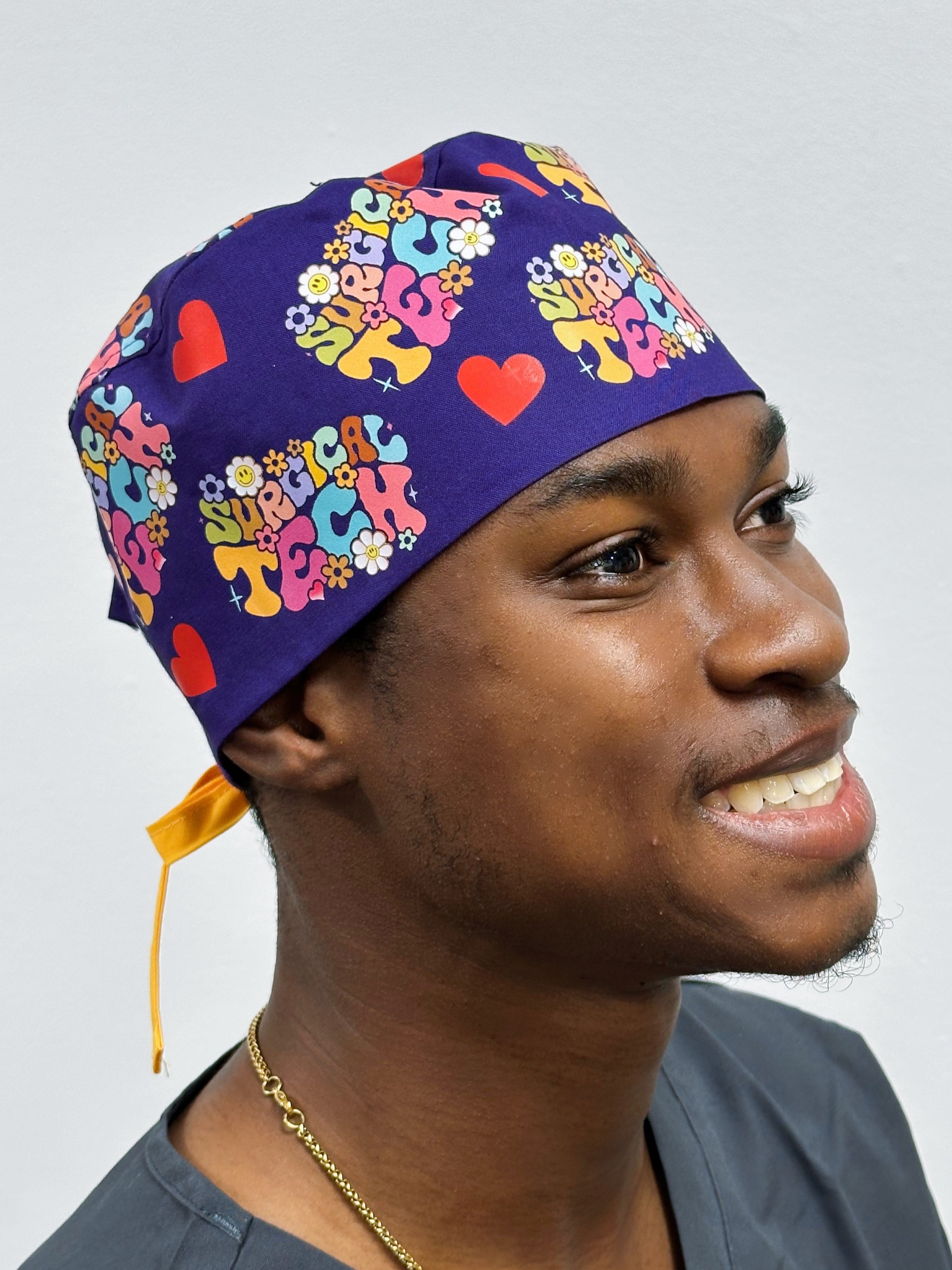 Groovy Surgical Tech themed Custom Solid Color Unisex Scrub Cap