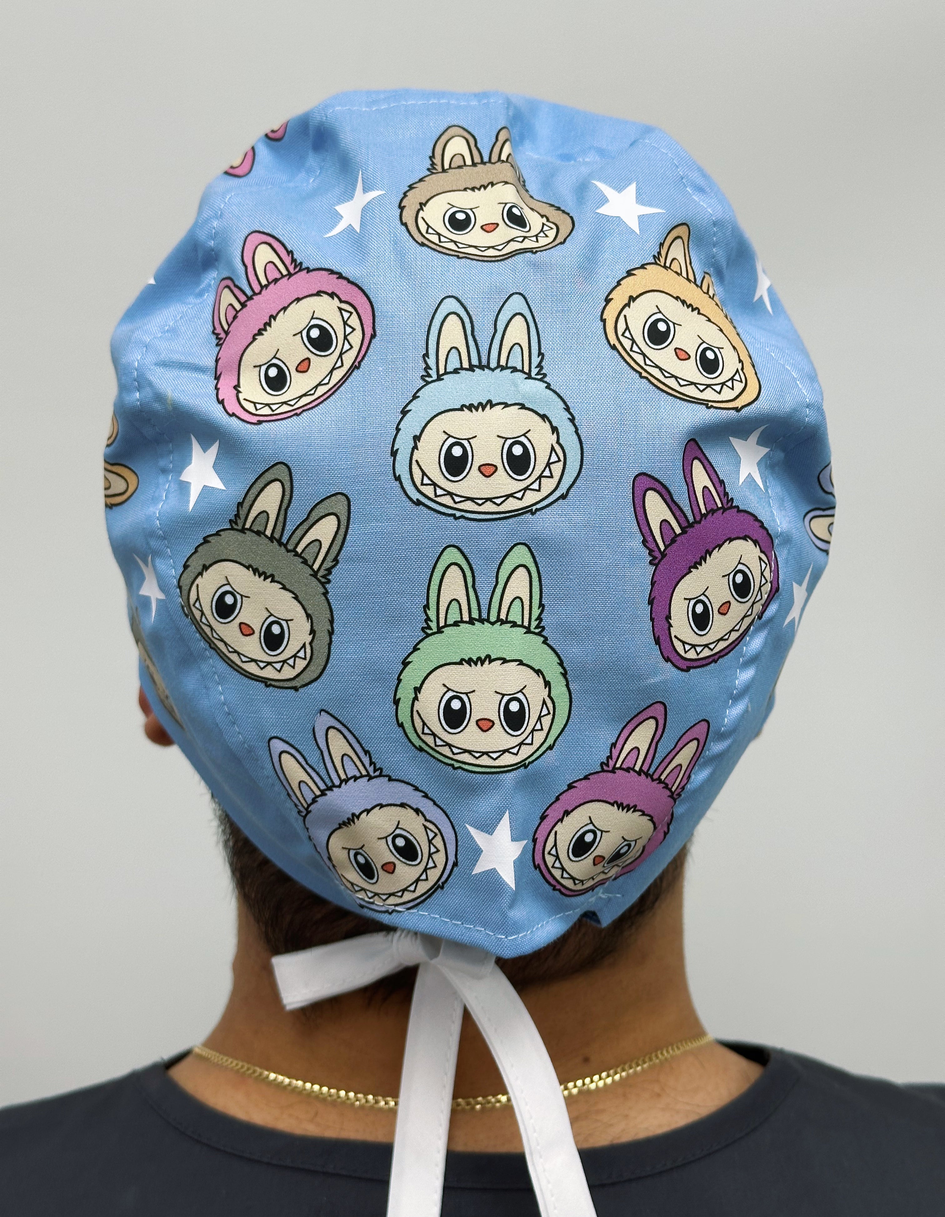 Popular Plush Toy Labubu Printed Custom Solid Color Unisex Scrub Cap