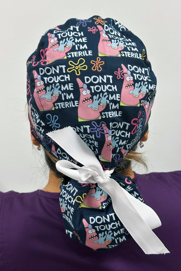 Patrick Funny Don't Touch Me I'm Sterile with Flowers Custom Solid Color Ponytail