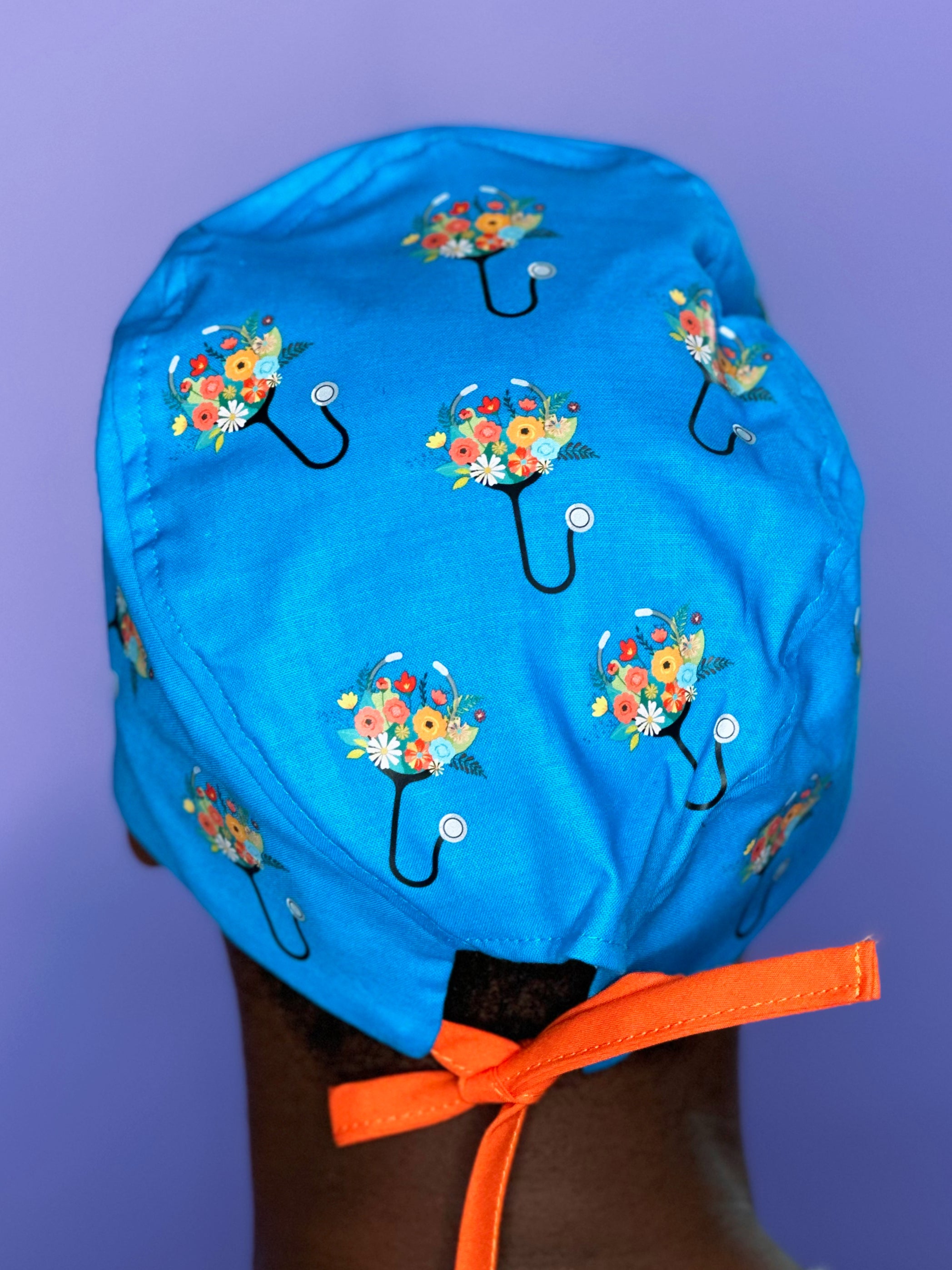 Floral Stethoscope Custom Solid Color Unisex Scrub Cap