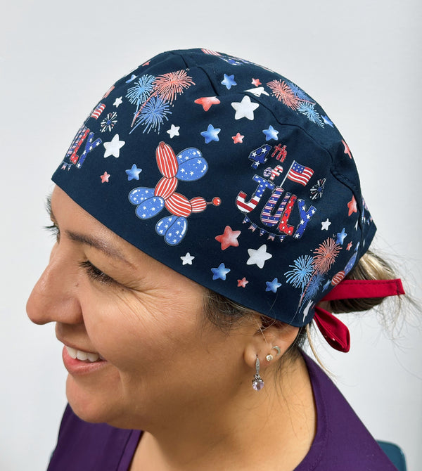 4th of July Independence Day Custom Solid Color Unisex Scrub Cap