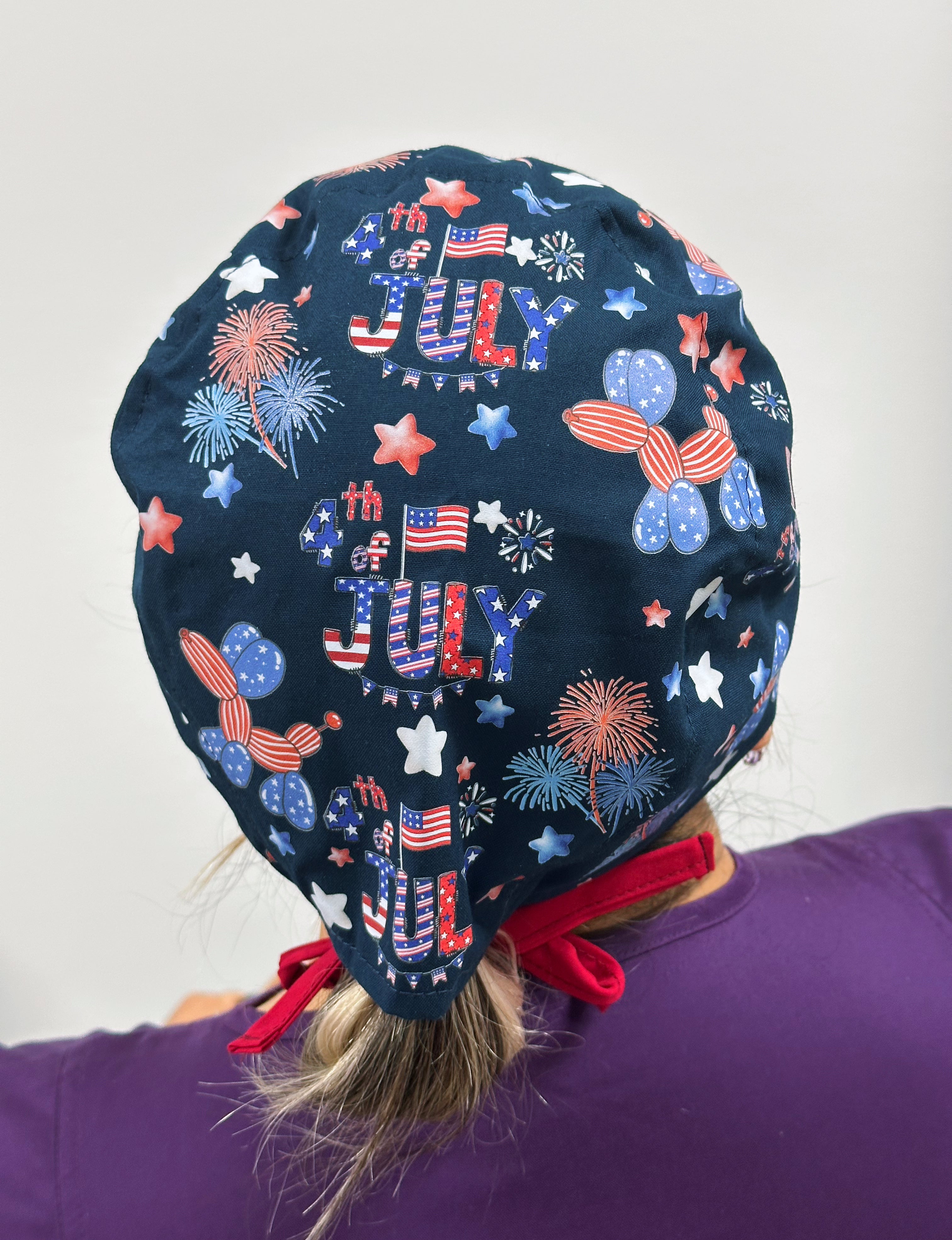 4th of July Independence Day Custom Solid Color Unisex Scrub Cap