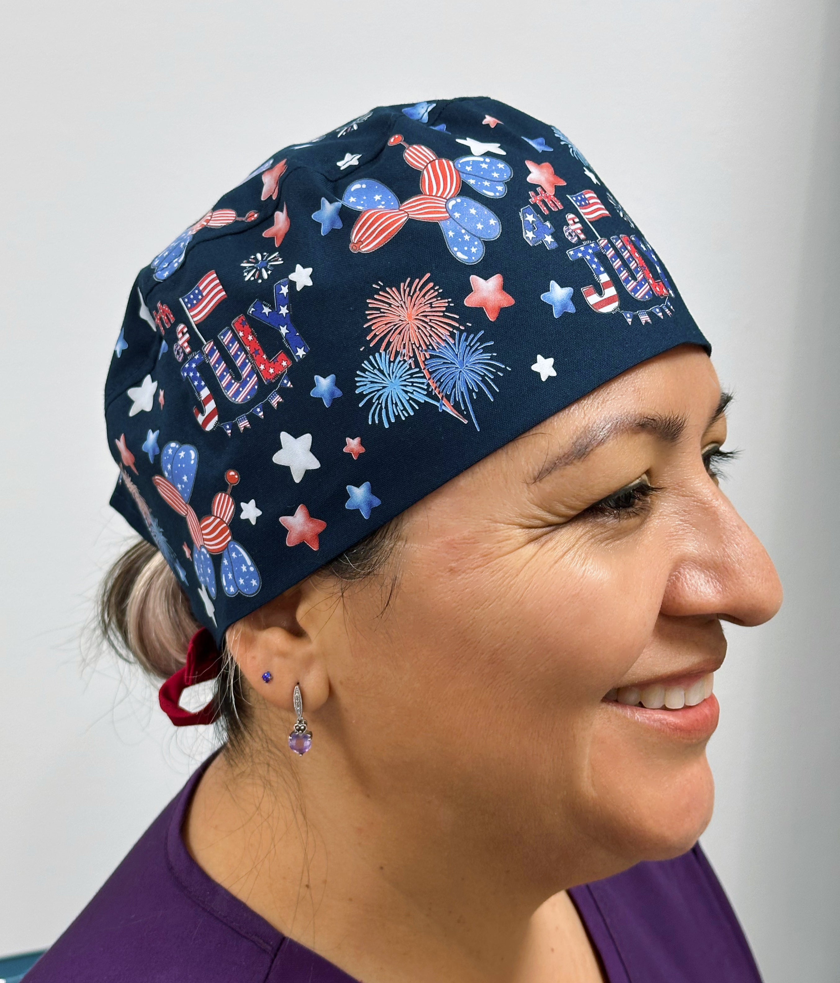 4th of July Independence Day Custom Solid Color Unisex Scrub Cap