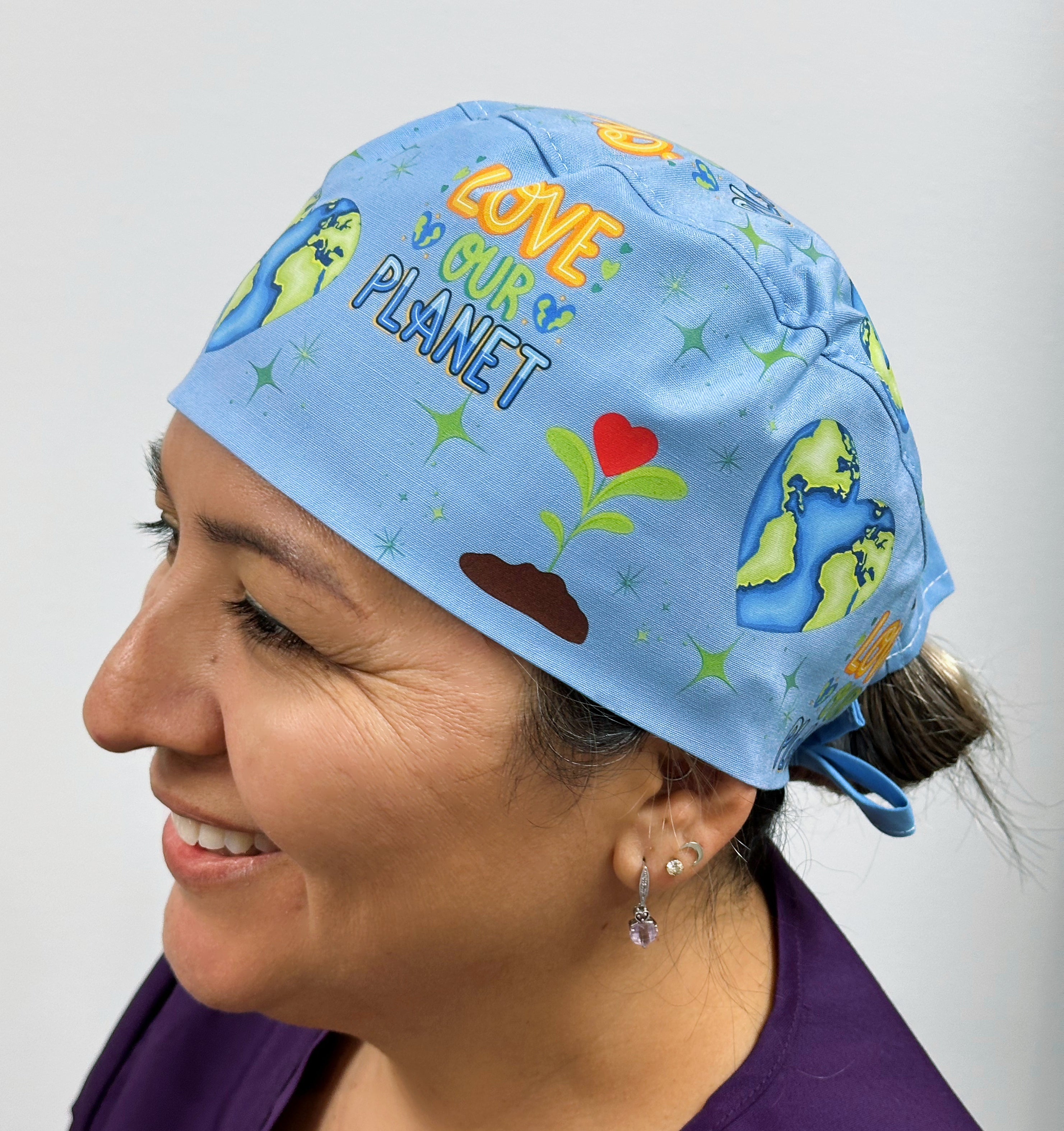 Earth Day Protect this Planet Custom Solid Color Unisex Scrub Cap