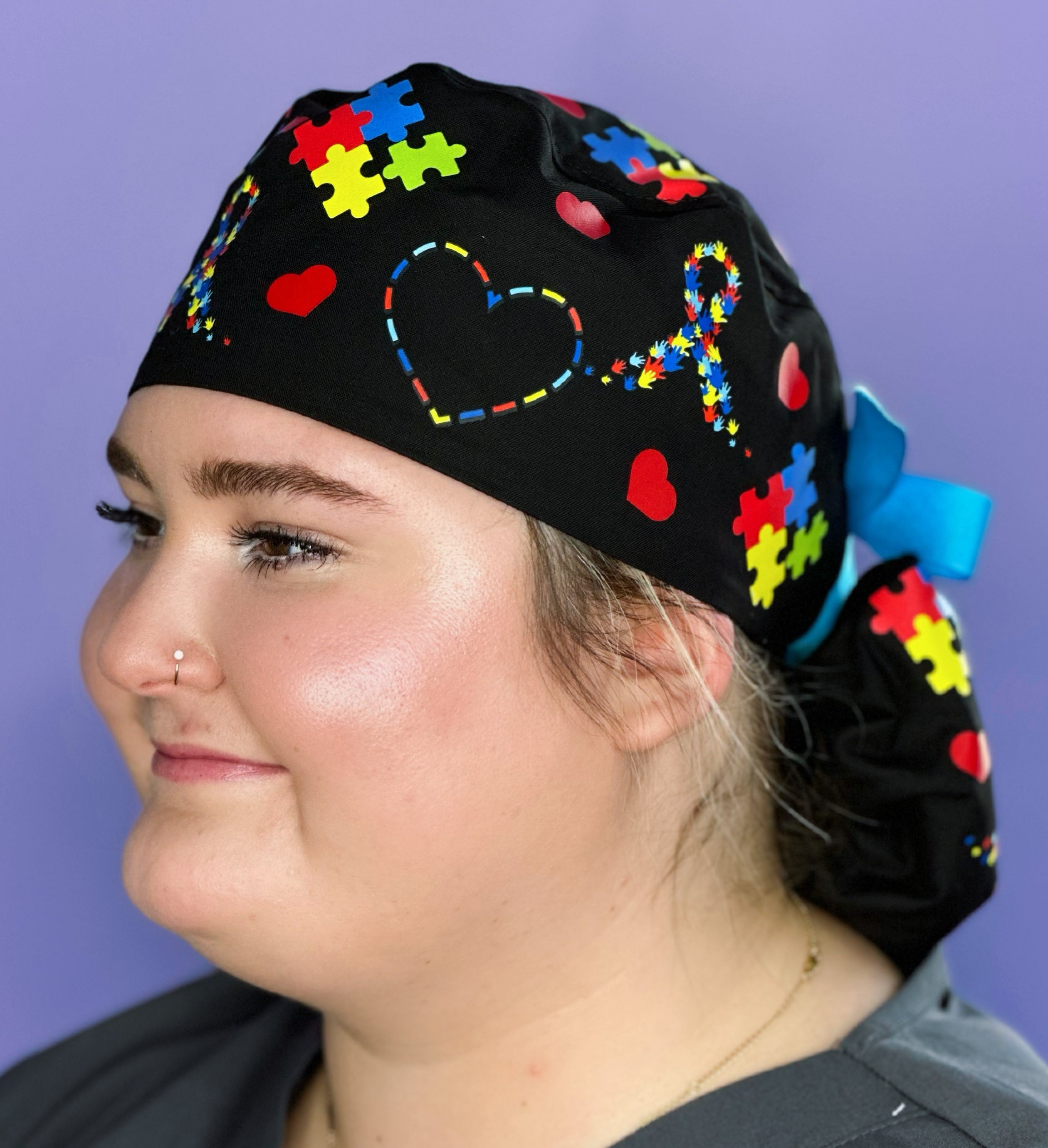Autism Awareness Custom Solid Color Ponytail