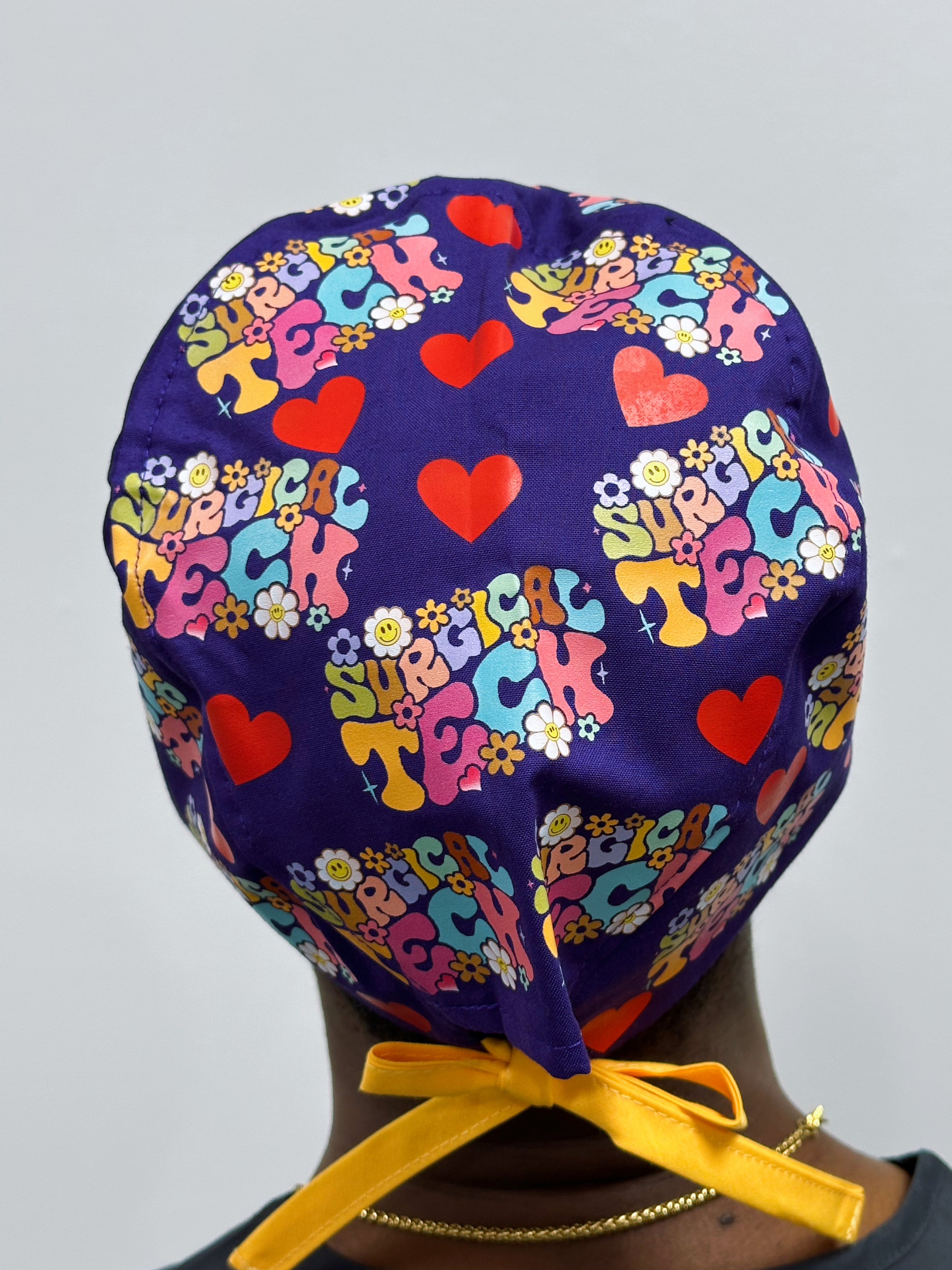 Groovy Surgical Tech themed Custom Solid Color Unisex Scrub Cap