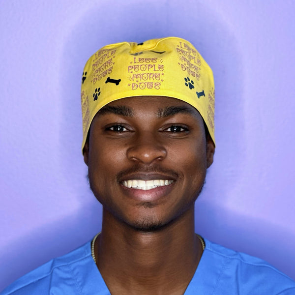 Less People More Dogs Custom Solid Color Unisex Scrub Cap