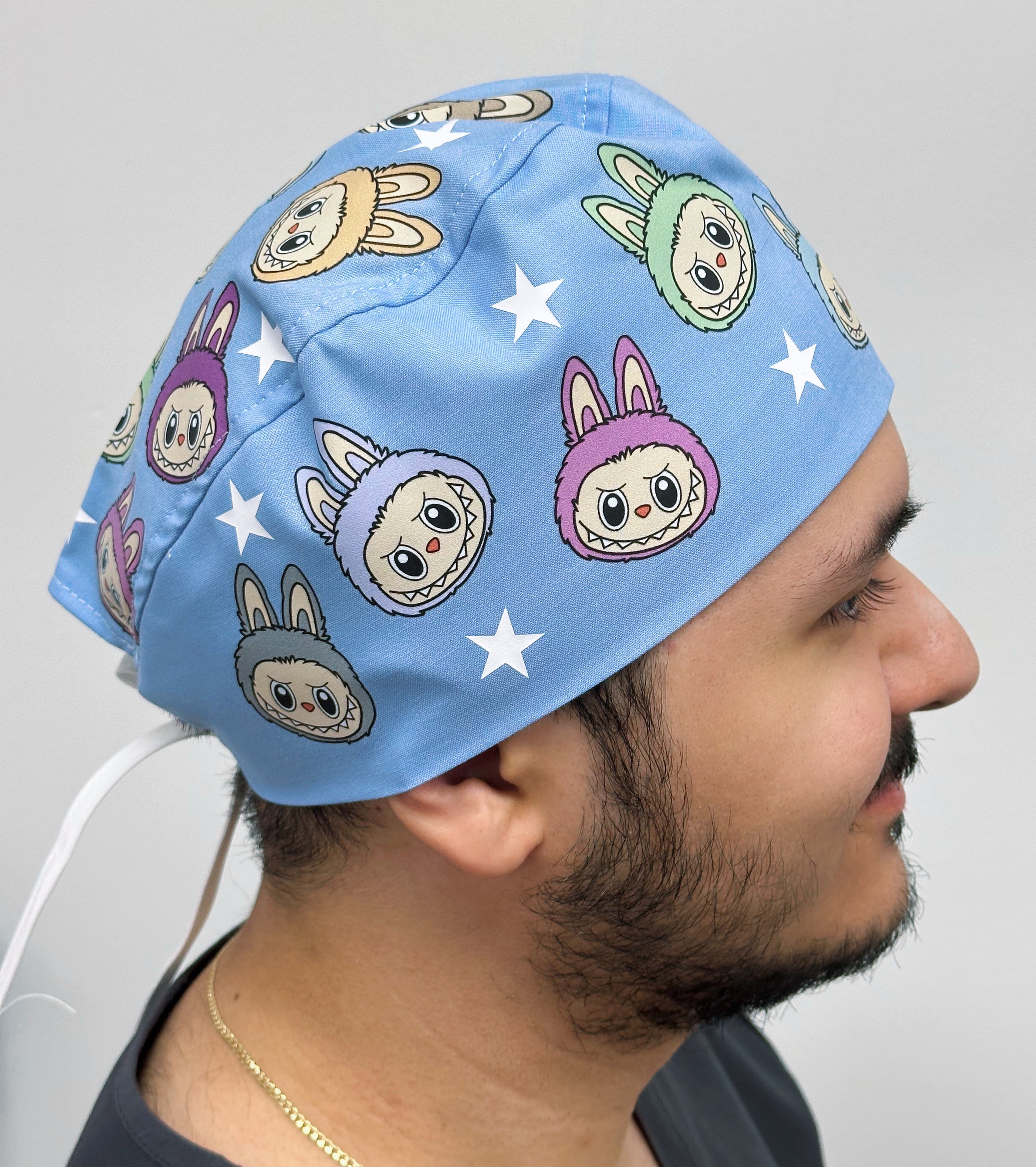 Popular Plush Toy Labubu Printed Custom Solid Color Unisex Scrub Cap