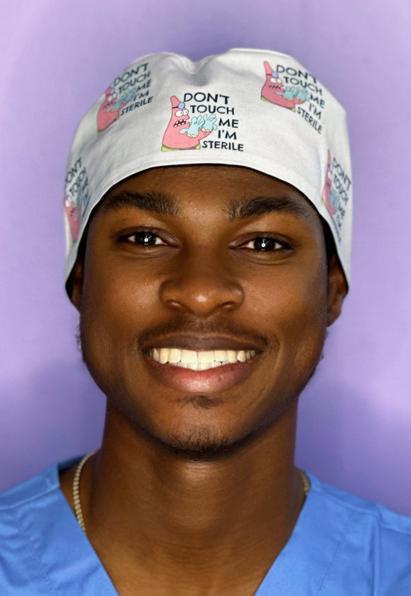 Funny Don't Touch Me I'm Sterile Patrick Custom Solid Color Unisex Scrub Cap