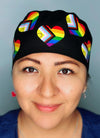 LGBTQIA+ Pride Flag Hearts Custom Solid Color Unisex Scrub Cap