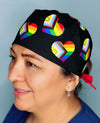 LGBTQIA+ Pride Flag Hearts Custom Solid Color Unisex Scrub Cap
