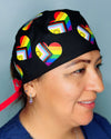 LGBTQIA+ Pride Flag Hearts Custom Solid Color Unisex Scrub Cap