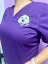 YOUR Picture Embroidered ONCE on left side Cherokee Women's Workwear Revolution V-Neck Top with Badge Loop Scrub Top Customized