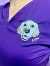 YOUR Picture Embroidered ONCE on left side Cherokee Women's Workwear Revolution V-Neck Top with Badge Loop Scrub Top Customized