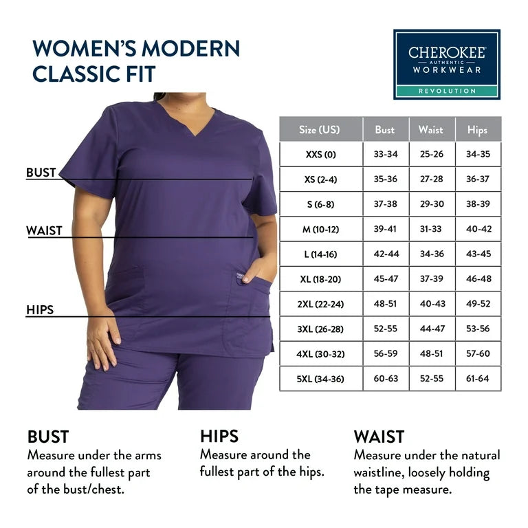 YOUR Picture Printed on ALL OVER Cherokee Women's Workwear Revolution V-Neck Top with Badge Loop Scrub Top Customized