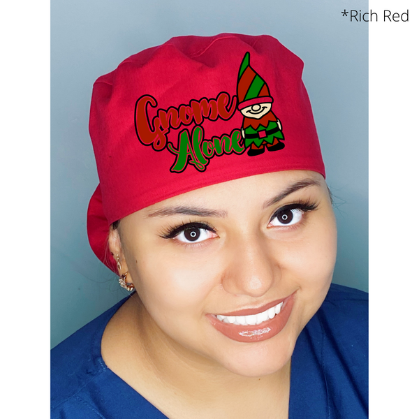 Gnome Alone Christmas Themed Solid Color Ponytail
