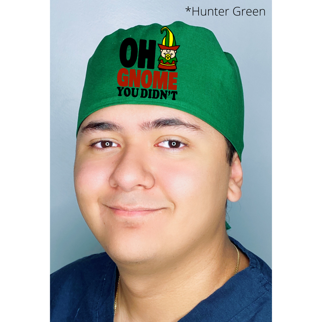 Oh Gnome You Didn't Funny Christmas Themed Custom Solid Color Unisex Scrub Cap