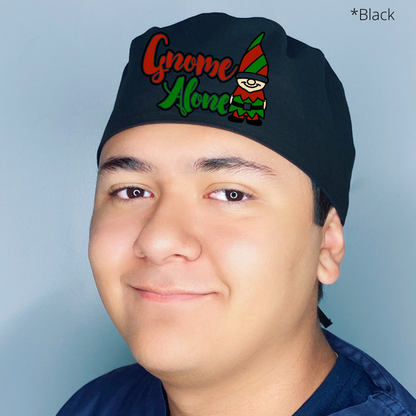 Gnome Alone Funny Christmas Themed Custom Solid Color Unisex Scrub Cap