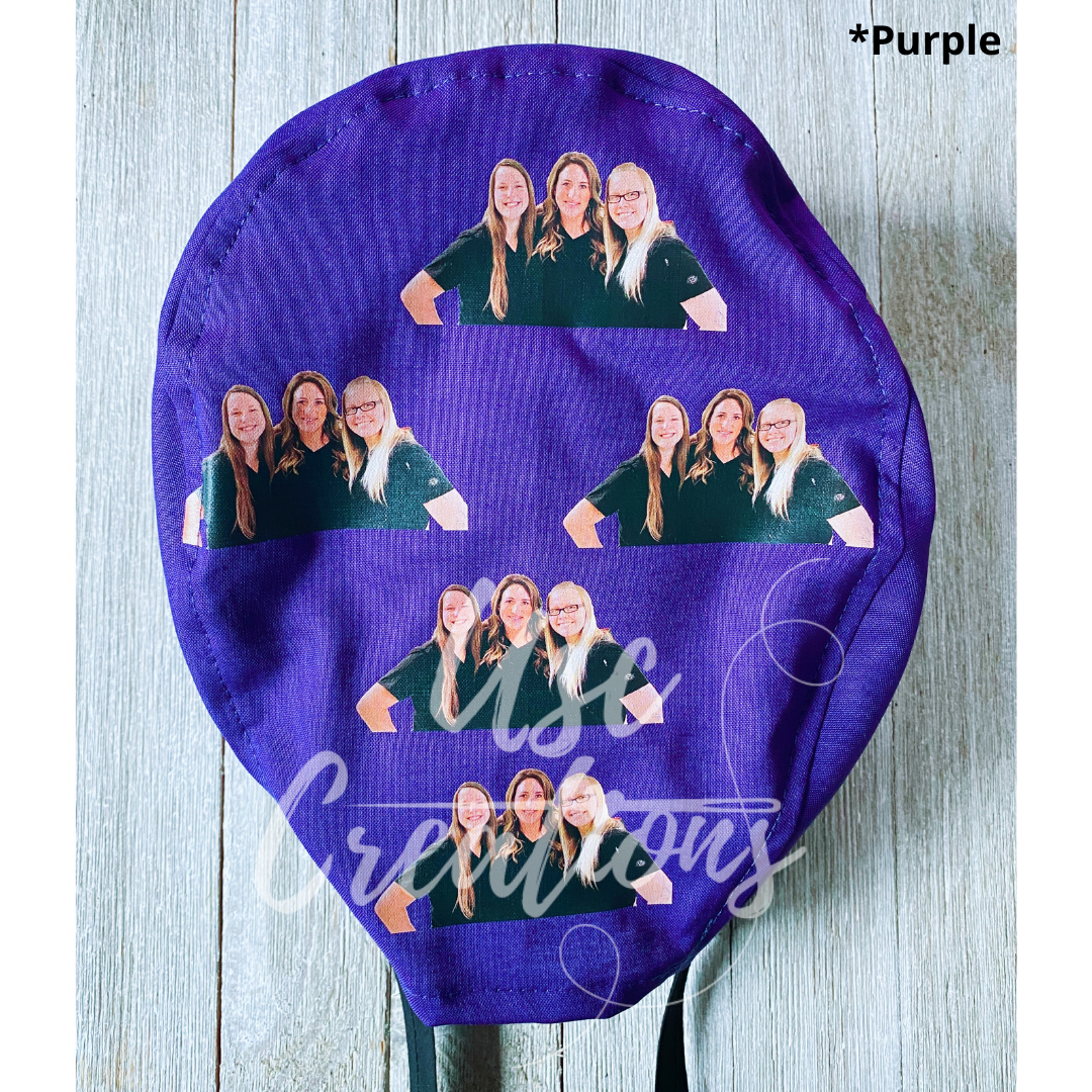 Your Picture Printed ALL OVER on Custom Solid Color Unisex Scrub Cap