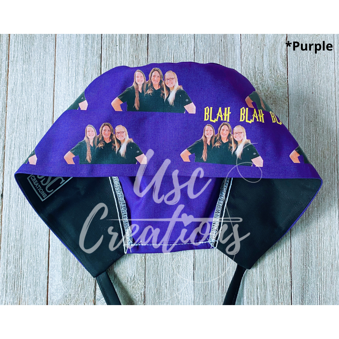 Your Picture Printed ALL OVER on Custom Solid Color Unisex Scrub Cap