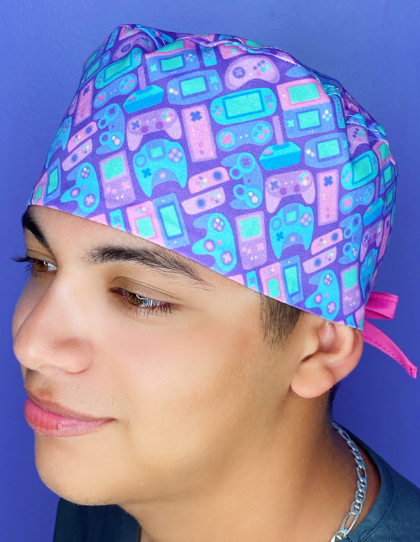 Video Game Controllers Gaming Purple Unisex Geek Scrub Cap