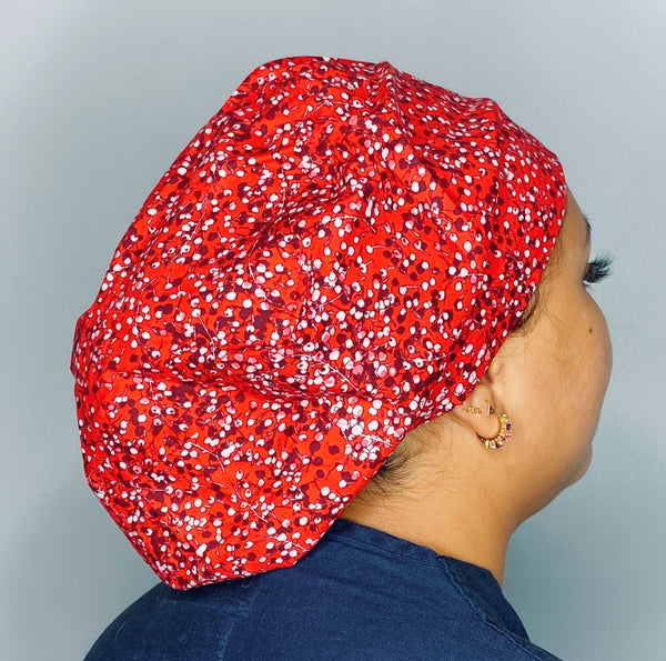 Small Delicate Flowers on Red Design Euro