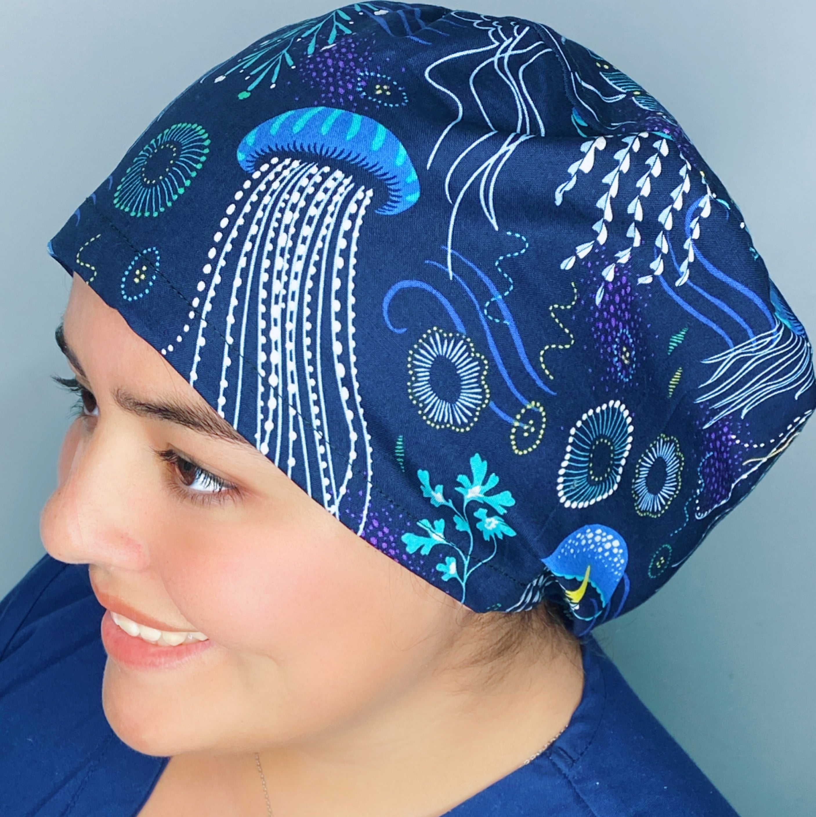 Jelly Fish on Navy Blue Design Euro