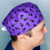 Black Cats on Purple Halloween Unisex Holiday Scrub Cap