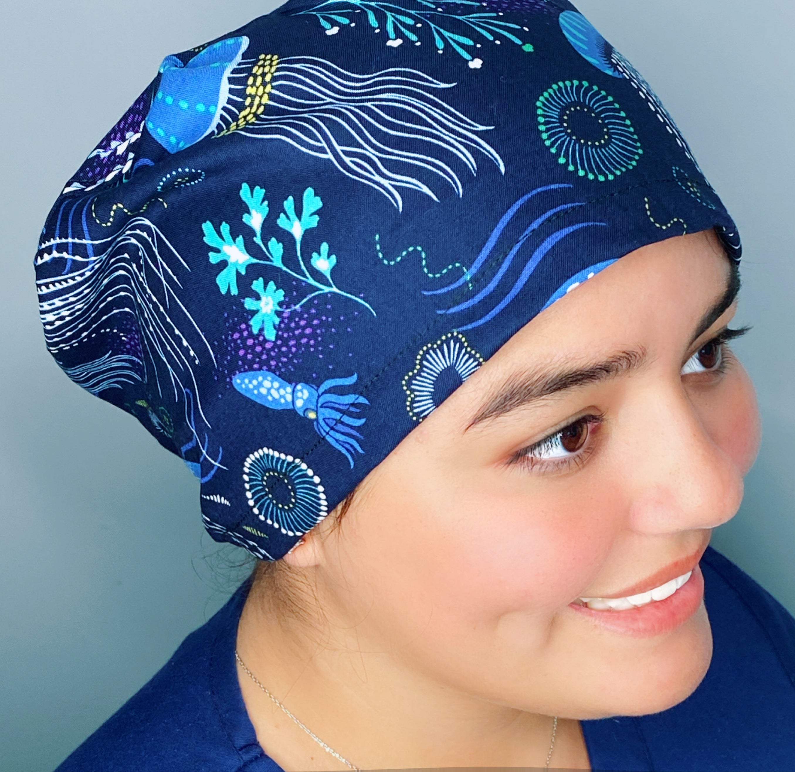 Jelly Fish on Navy Blue Design Euro