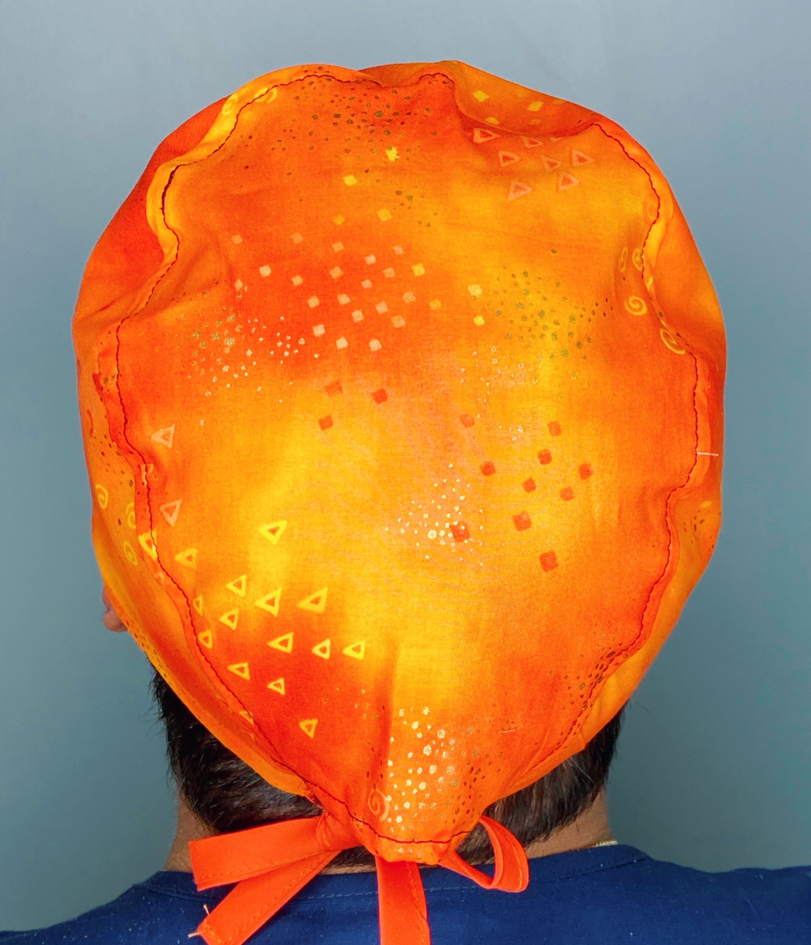 Orange Ombre & Shapes Tie Dye Design Unisex Cute Scrub Cap