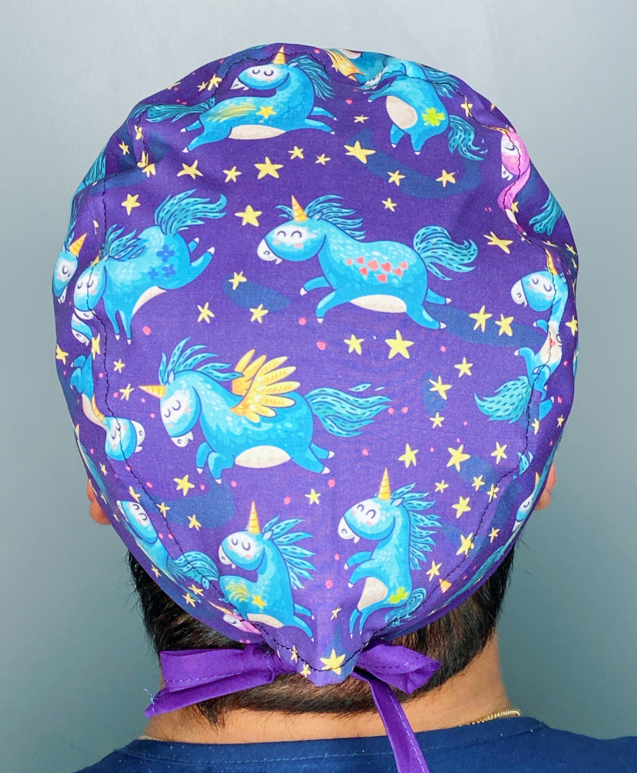 Unicorns on Purple Unisex Animal Scrub Cap