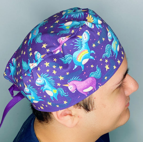 Unicorns on Purple Unisex Animal Scrub Cap