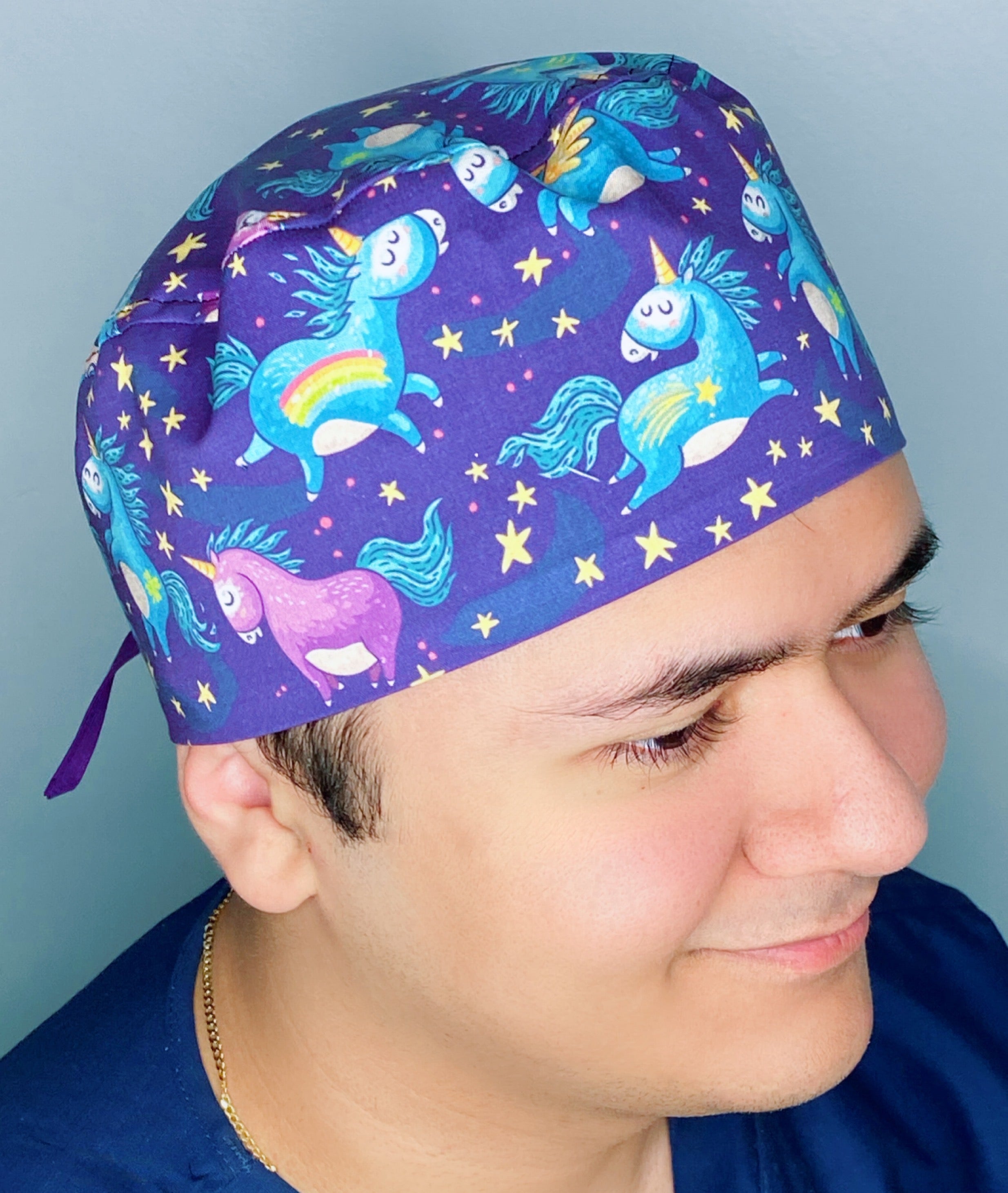 Unicorns on Purple Unisex Animal Scrub Cap