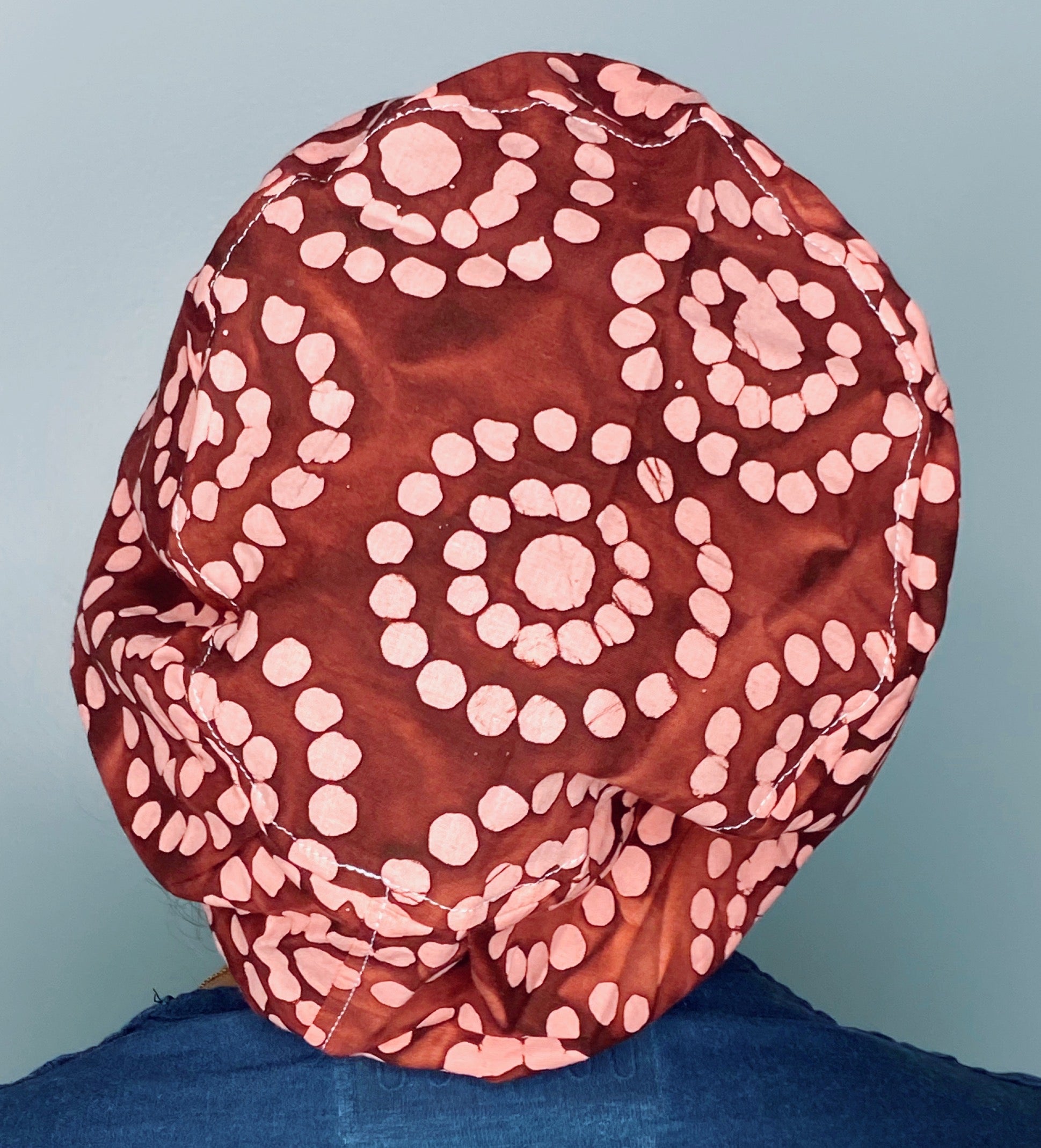 Peach Polka Dots on Brown Tie Dye Marble Euro