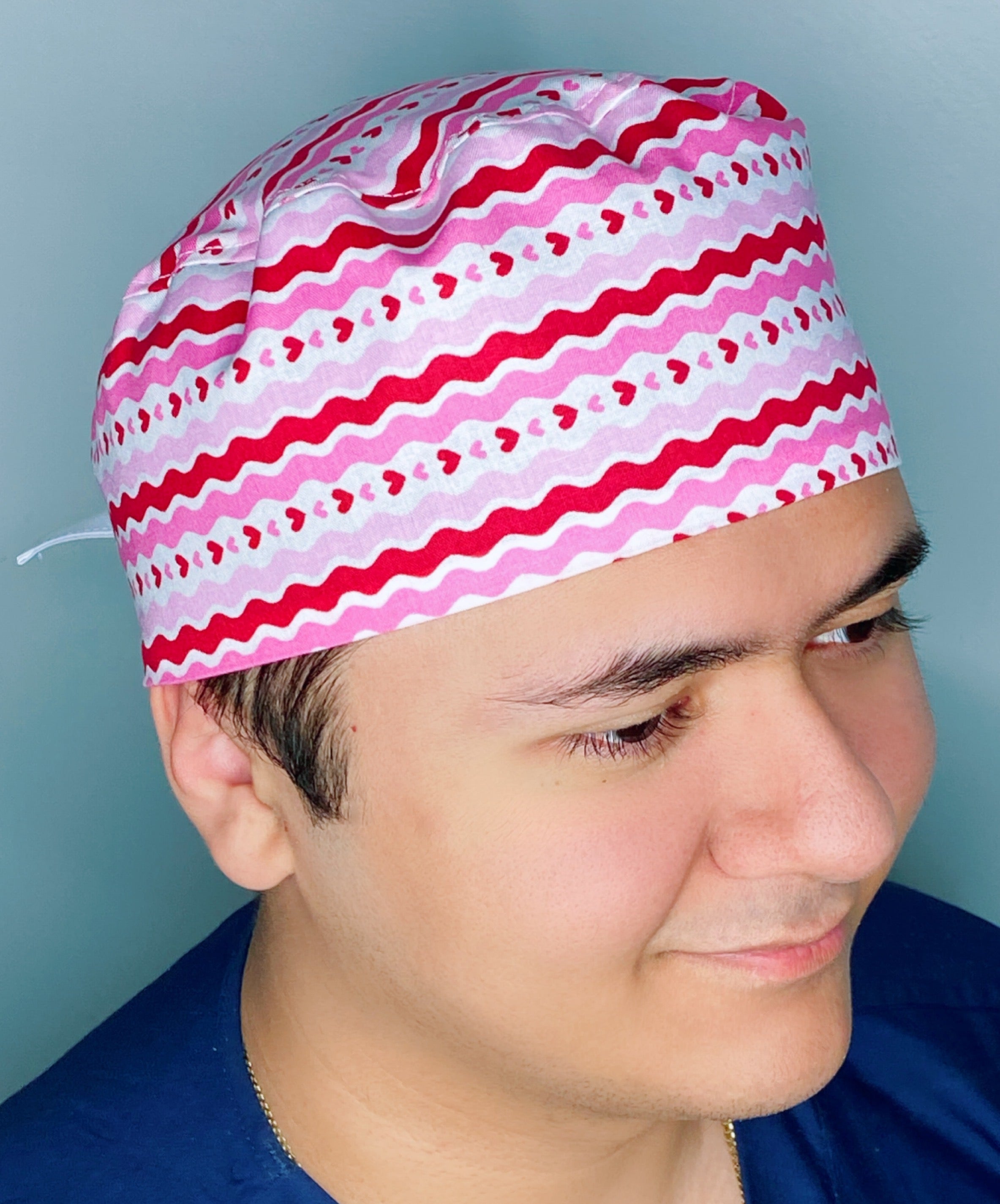 Hearts & Swirls Valentine's Day Unisex Holiday Scrub Cap
