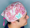 Paris Eiffel Towers & Hearts Design Unisex Cute Scrub Cap
