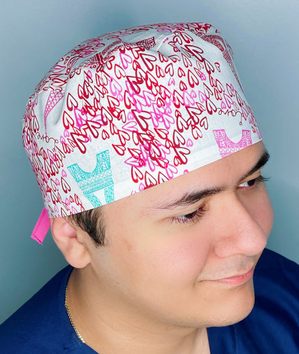 Paris Eiffel Towers & Hearts Design Unisex Cute Scrub Cap