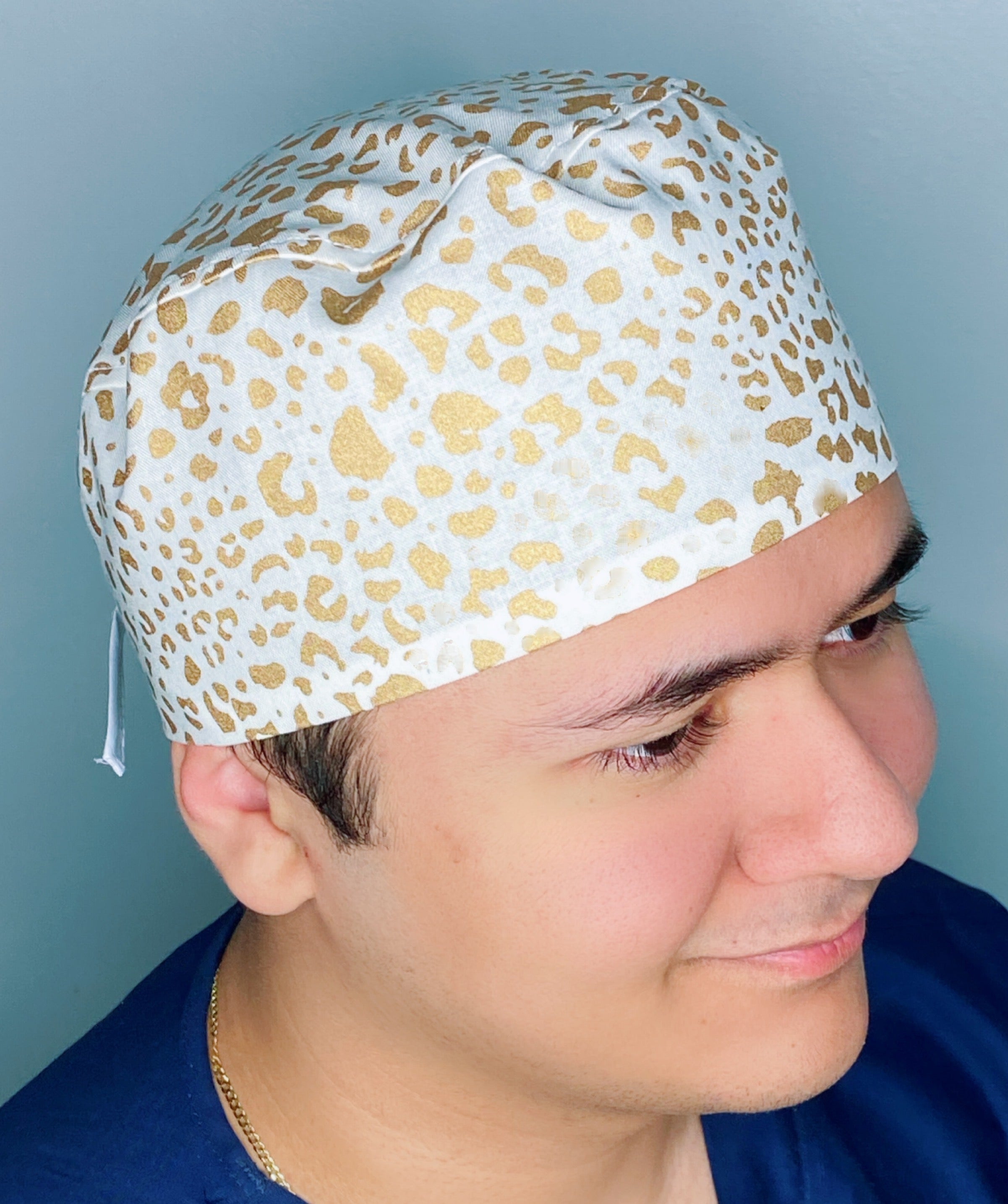 Metallic Gold Cheetah Print Unisex Animal Scrub Cap