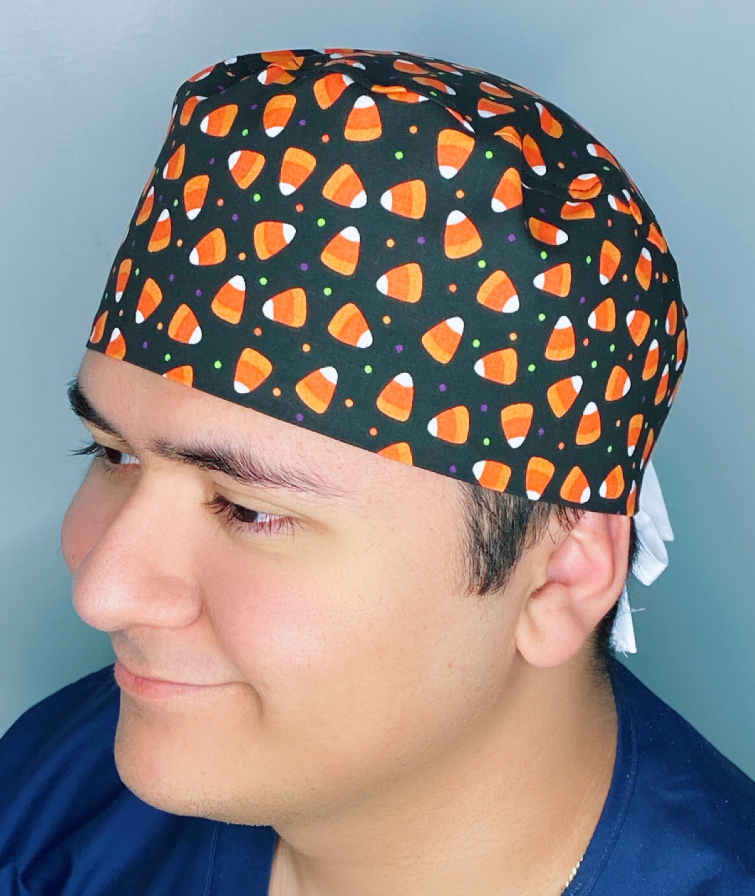 Candy Corn Halloween Unisex Holiday Scrub Cap