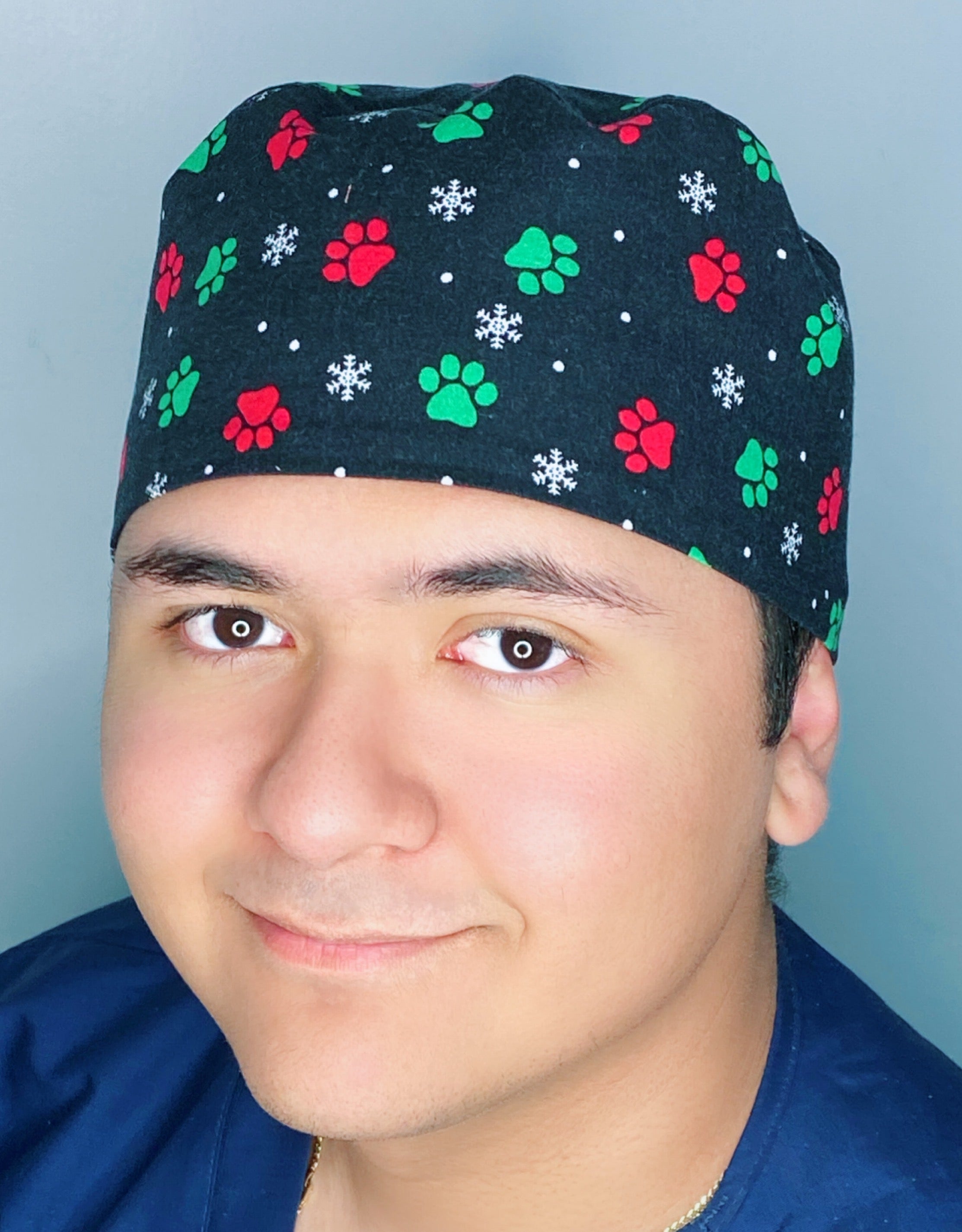 Paws & Snowflakes Dog Themed Christmas/Winter themed Unisex Holiday Scrub Cap