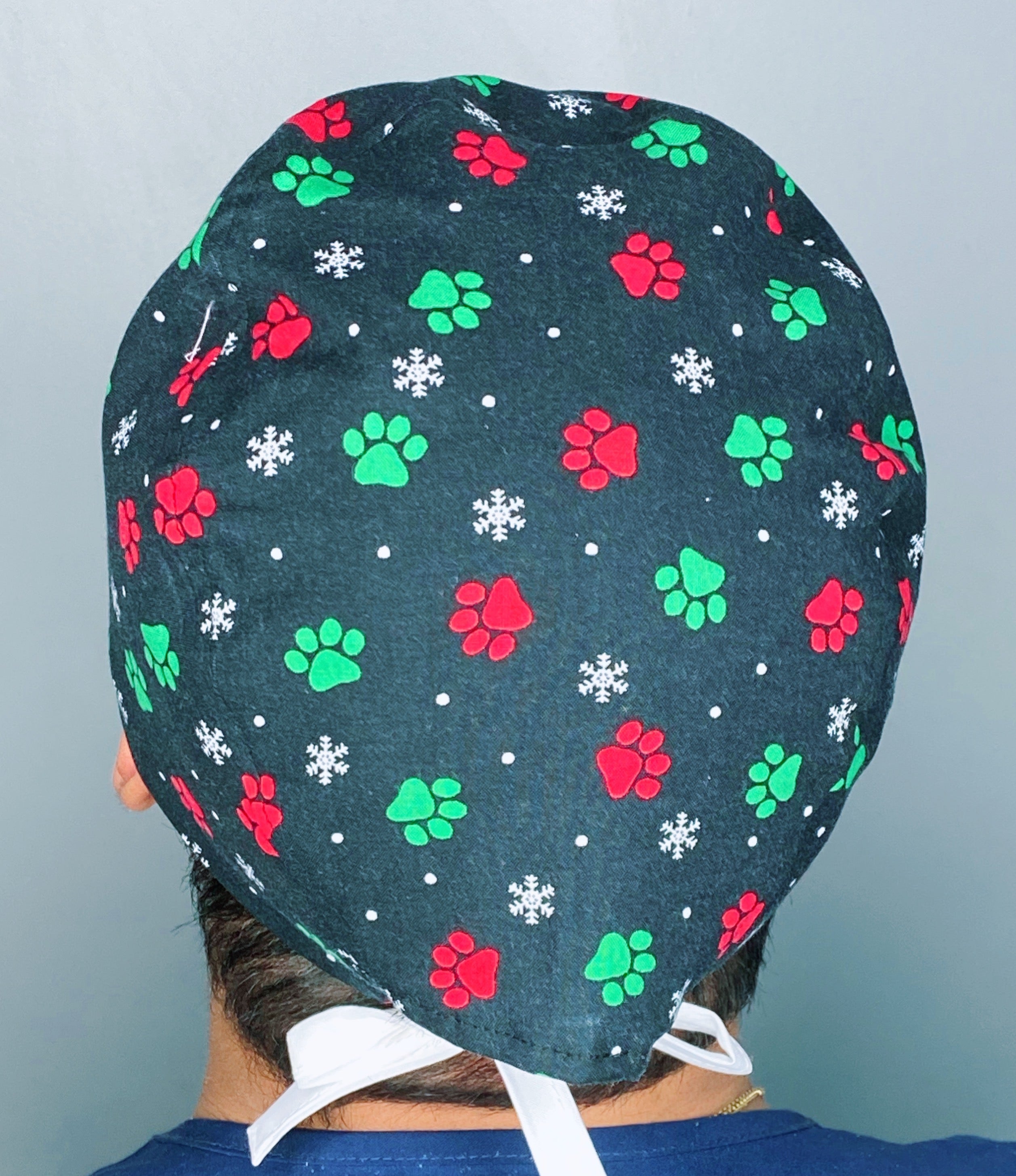 Paws & Snowflakes Dog Themed Christmas/Winter themed Unisex Holiday Scrub Cap