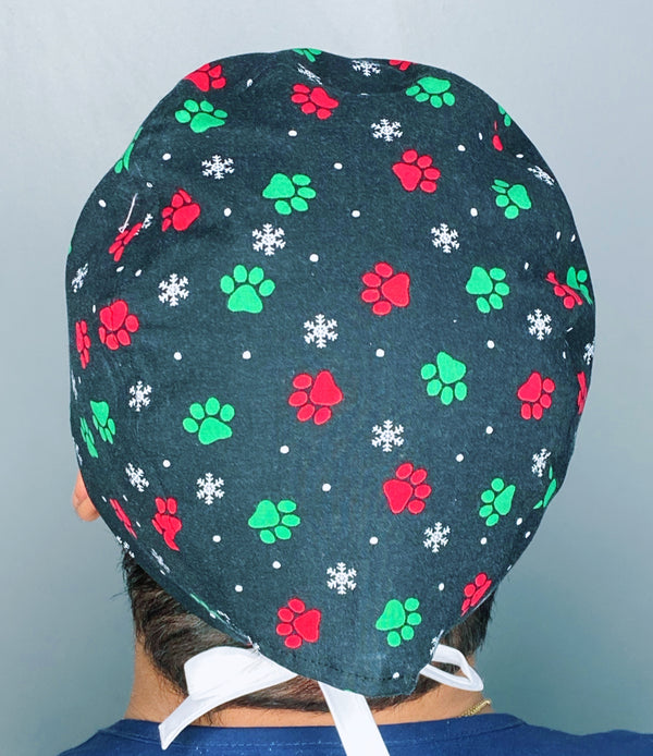 Paws & Snowflakes Dog Themed Christmas/Winter themed Unisex Holiday Scrub Cap