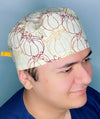 Doodled Pumpkins Fall Thanksgiving themed Unisex Holiday Scrub Cap