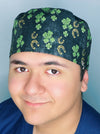 Lucky Horse Shoes & Clover Leaves Design St. Patrick's Day Unisex Holiday Scrub Cap
